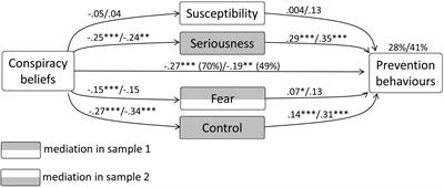 A Mediation Model on How Conspiracy Beliefs Concerning the Corona-Crisis Are Related to Corona-Related Behaviours